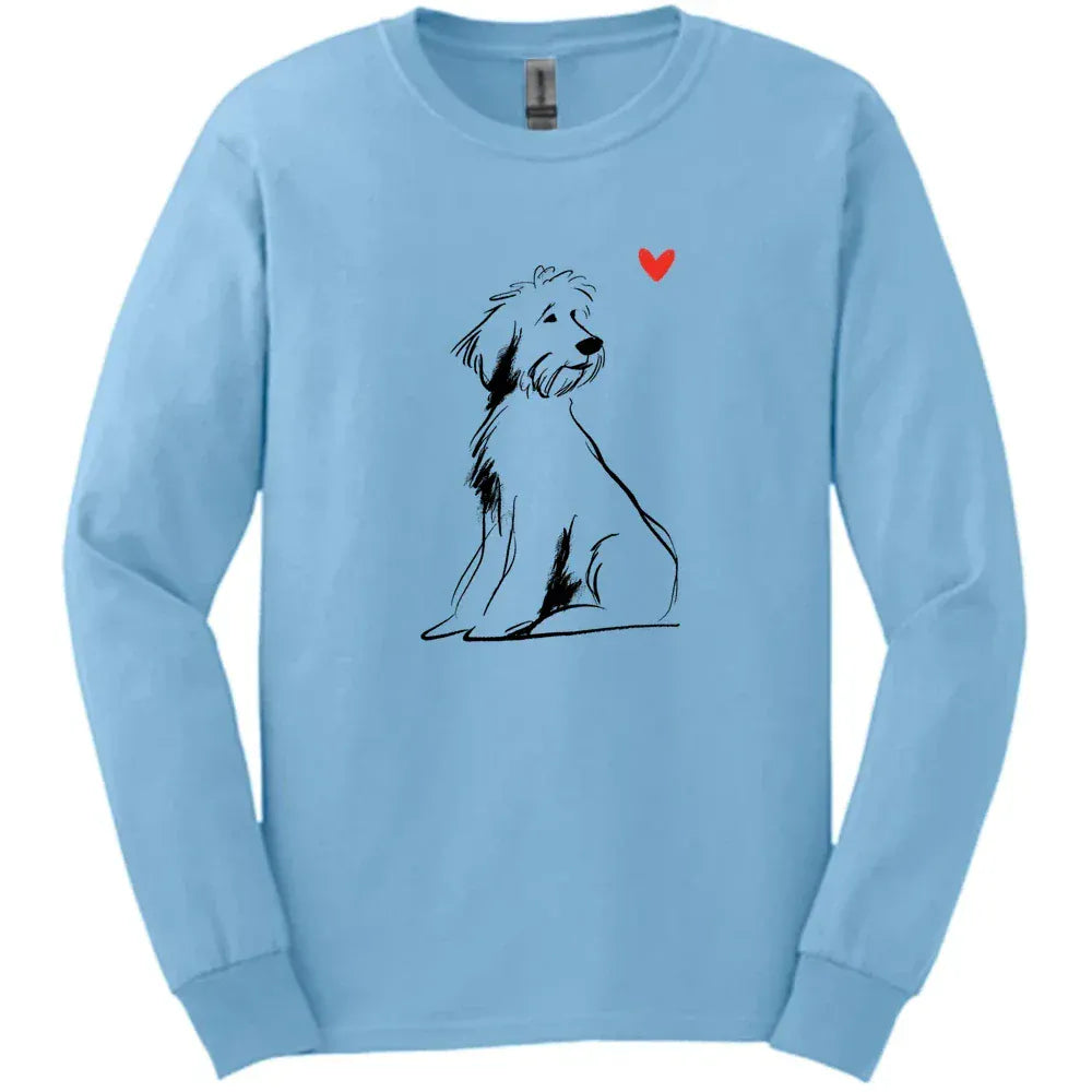 Portuguese Water Dog - Sketch Dog Long Sleeve Tee - Light Blue
