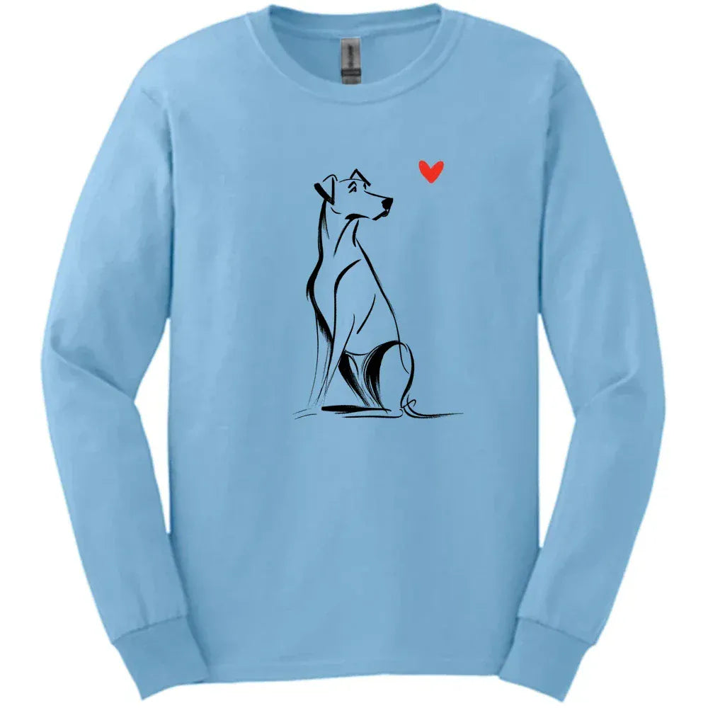 Rhodesian Ridgeback - Sketch Dog Long Sleeve Tee - Light Blue
