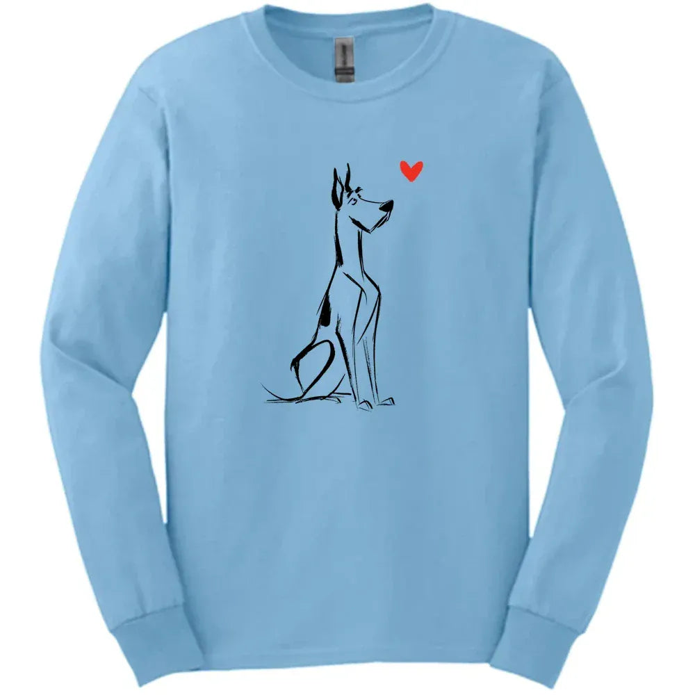 Great Dane - Sketch Dog Long Sleeve Tee - Light Blue