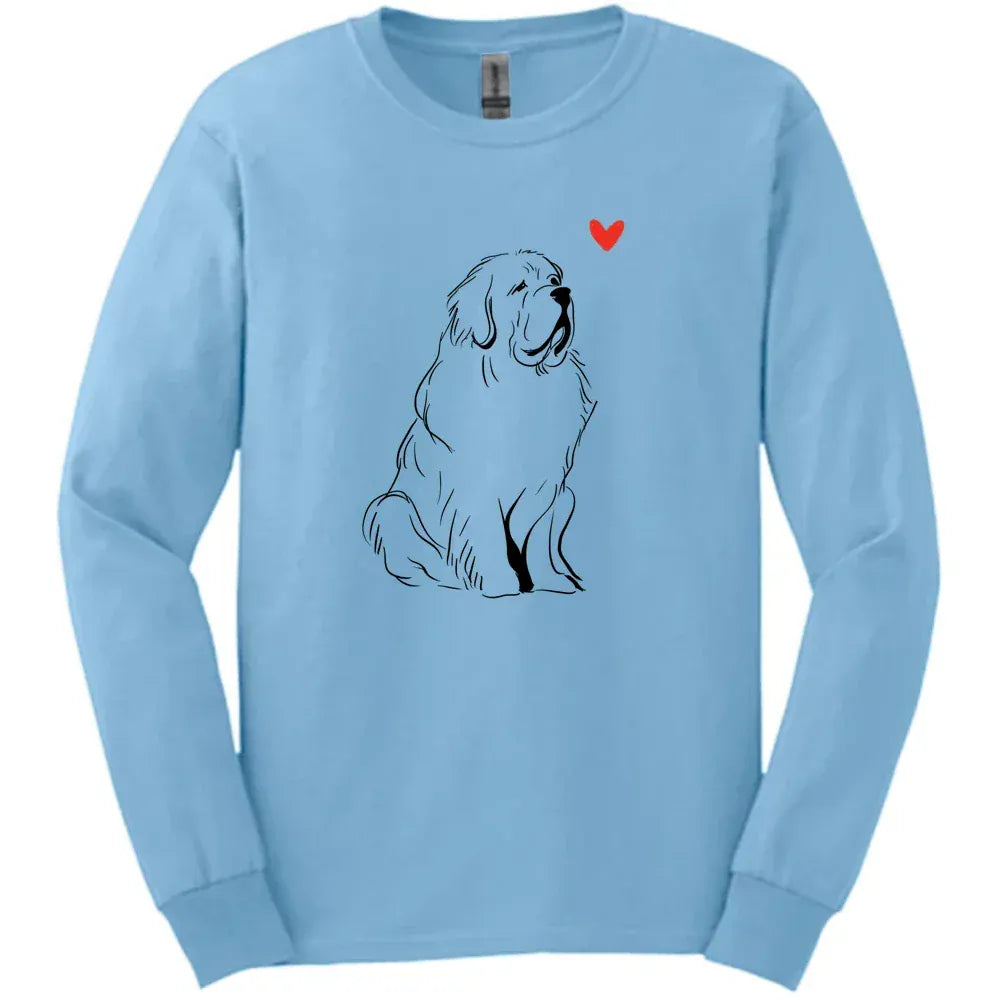 Newfoundland - Sketch Dog Long Sleeve Tee - Light Blue