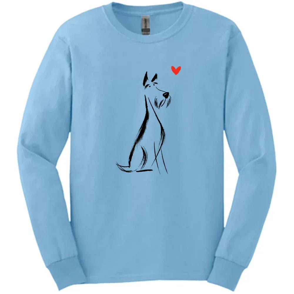 Kerry Blue Terrier - Sketch Dog Long Sleeve Tee - Light Blue