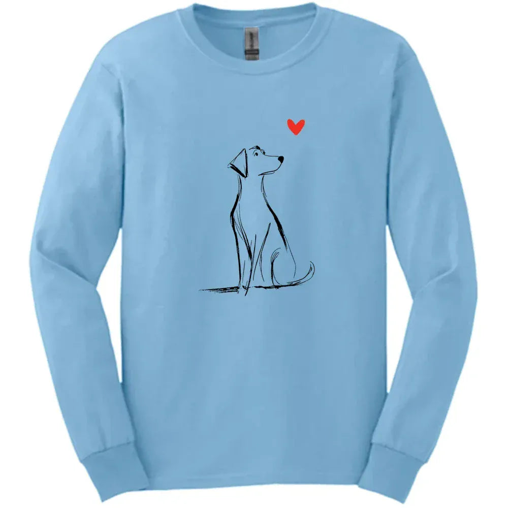 Labrador - Sketch Dog Long Sleeve Tee - Light Blue