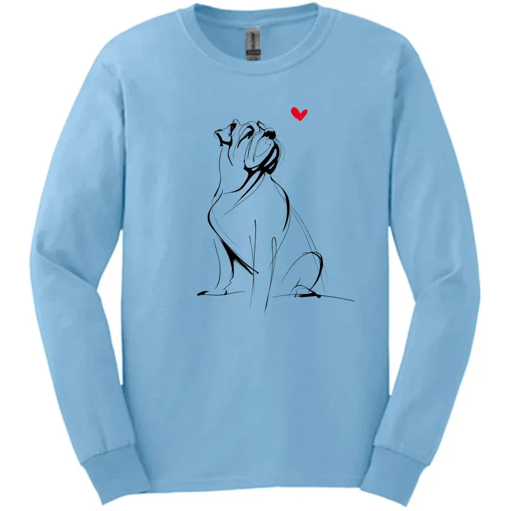 Mastiff - Sketch Dog Long Sleeve Tee - Light Blue