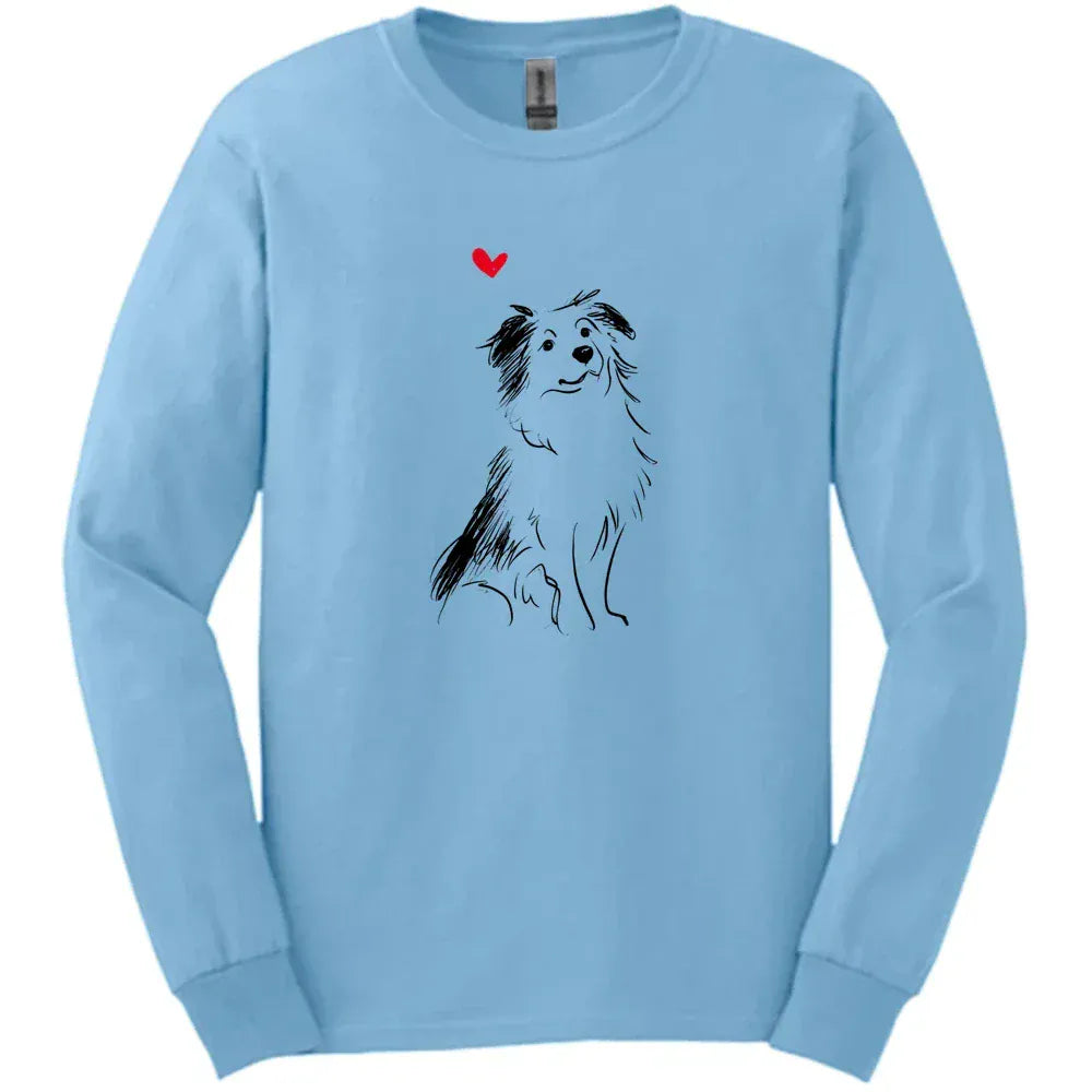 Miniature American Shepherd - Sketch Dog Long Sleeve Tee - Light Blue