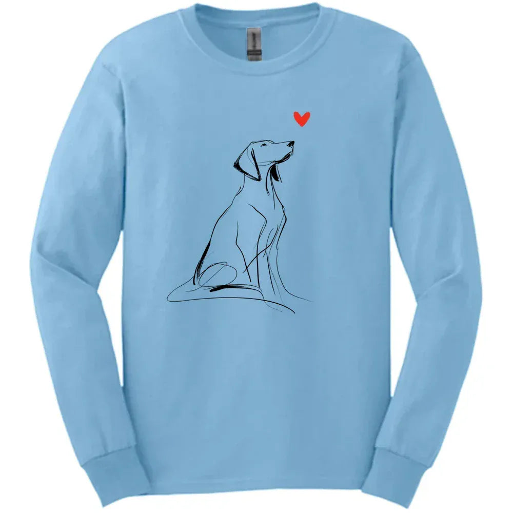Vizsla - Sketch Dog Long Sleeve Tee - Light Blue