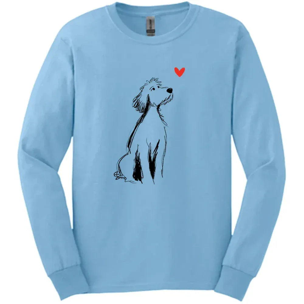 Golden Doodle - Sketch Dog Long Sleeve Tee - Light Blue
