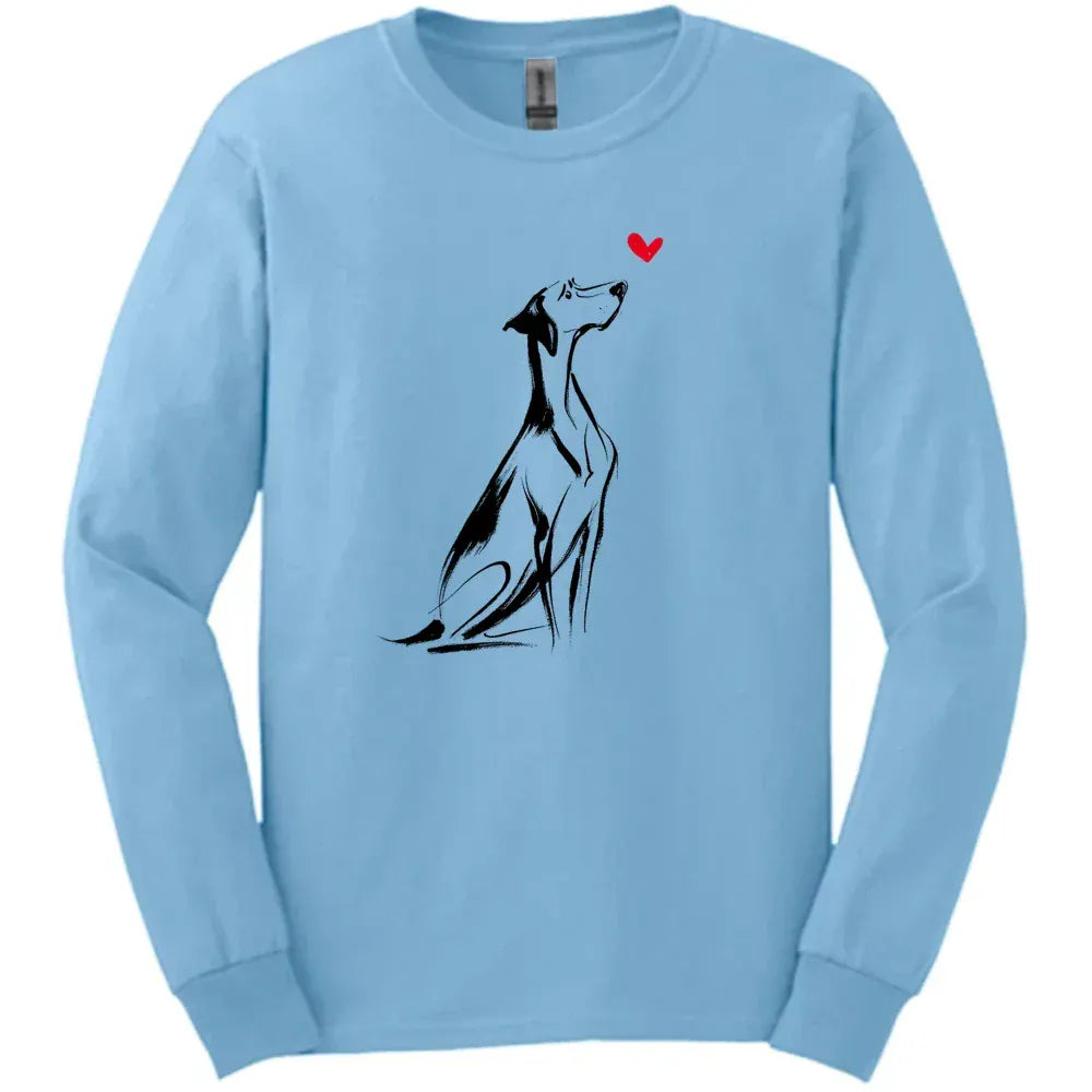 German Shorthaired Pointer - Sketch Dog Long Sleeve Tee - Light Blue
