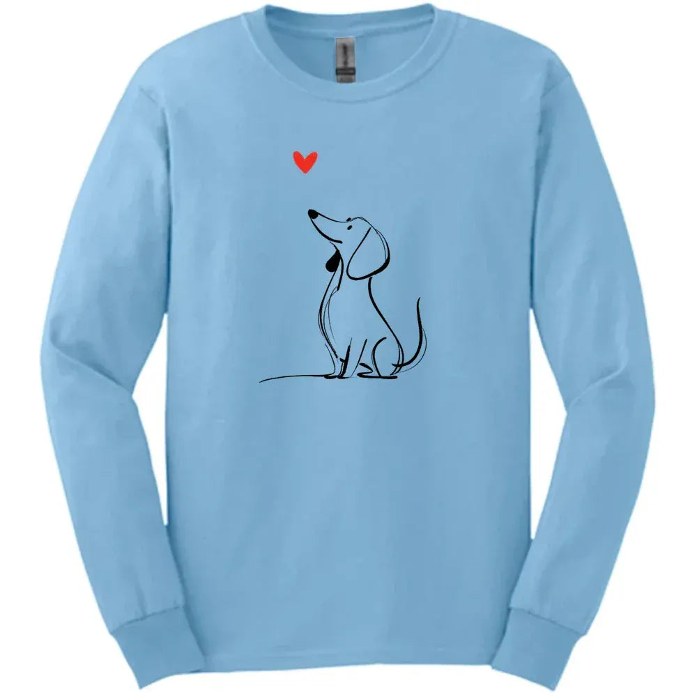Dachshund - Sketch Dog Long Sleeve Tee - Light Blue