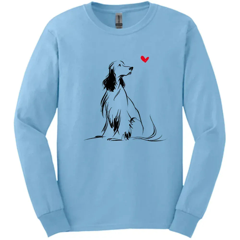 English Springer Spaniel - Sketch Dog Long Sleeve Tee - Light Blue