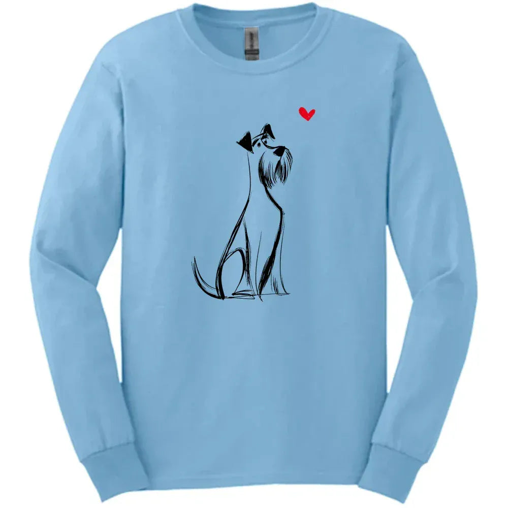 Giant Schnauzer - Sketch Dog Long Sleeve Tee - Light Blue