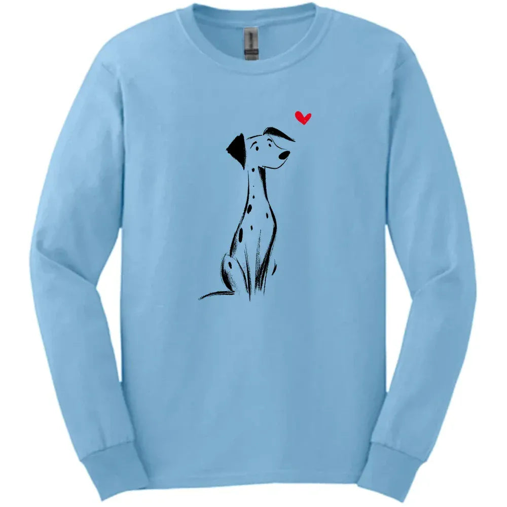 Dalmatian - Sketch Dog Long Sleeve Tee - Light Blue