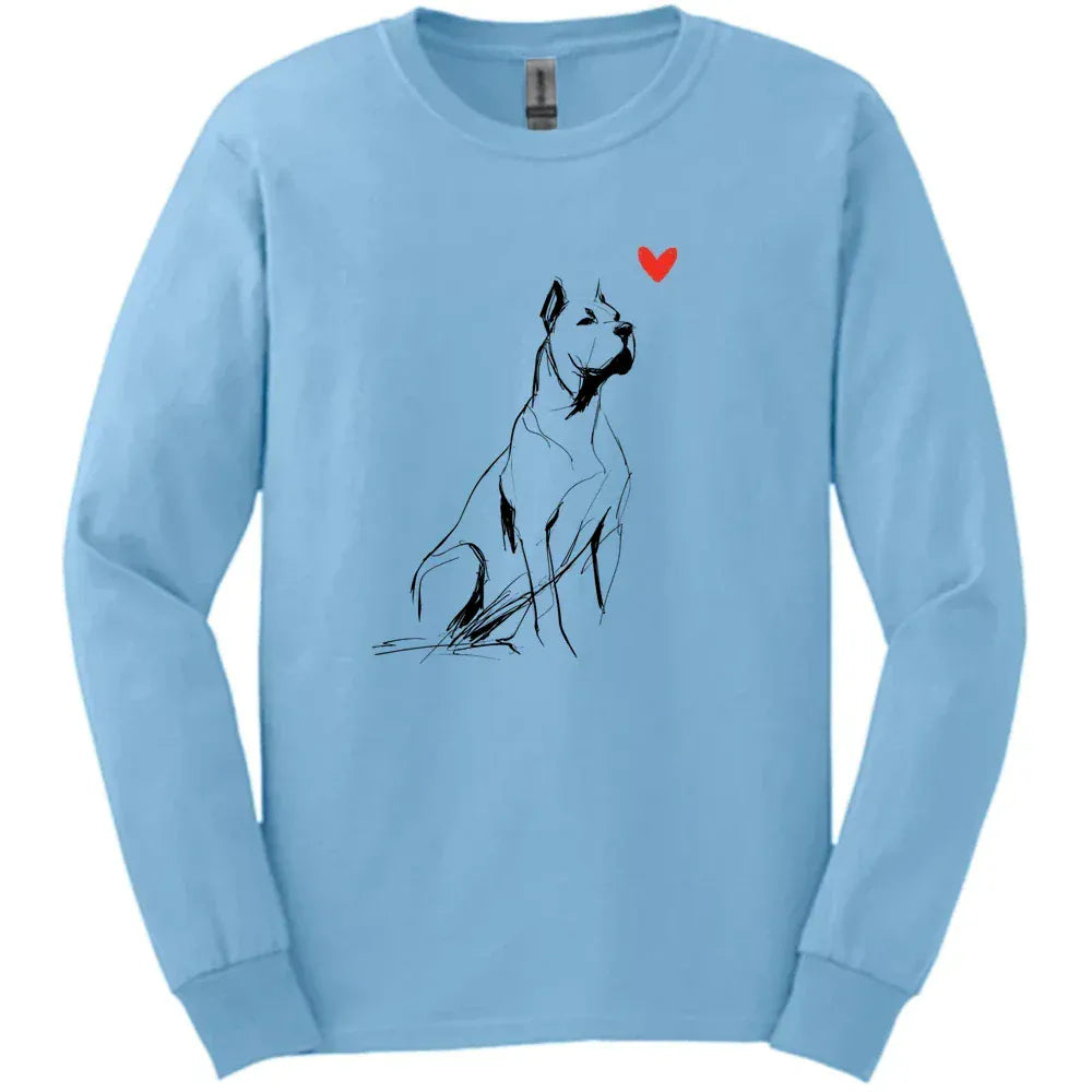 Cane Corso - Sketch Dog Long Sleeve Tee - Light Blue