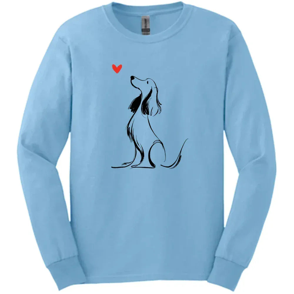 Cocker Spaniel - Sketch Dog Long Sleeve Tee - Light Blue