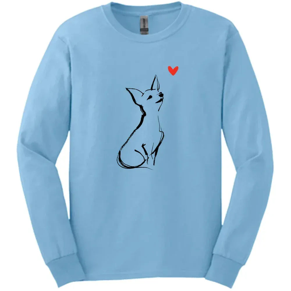 Chihuahua - Sketch Dog Long Sleeve Tee - Light Blue