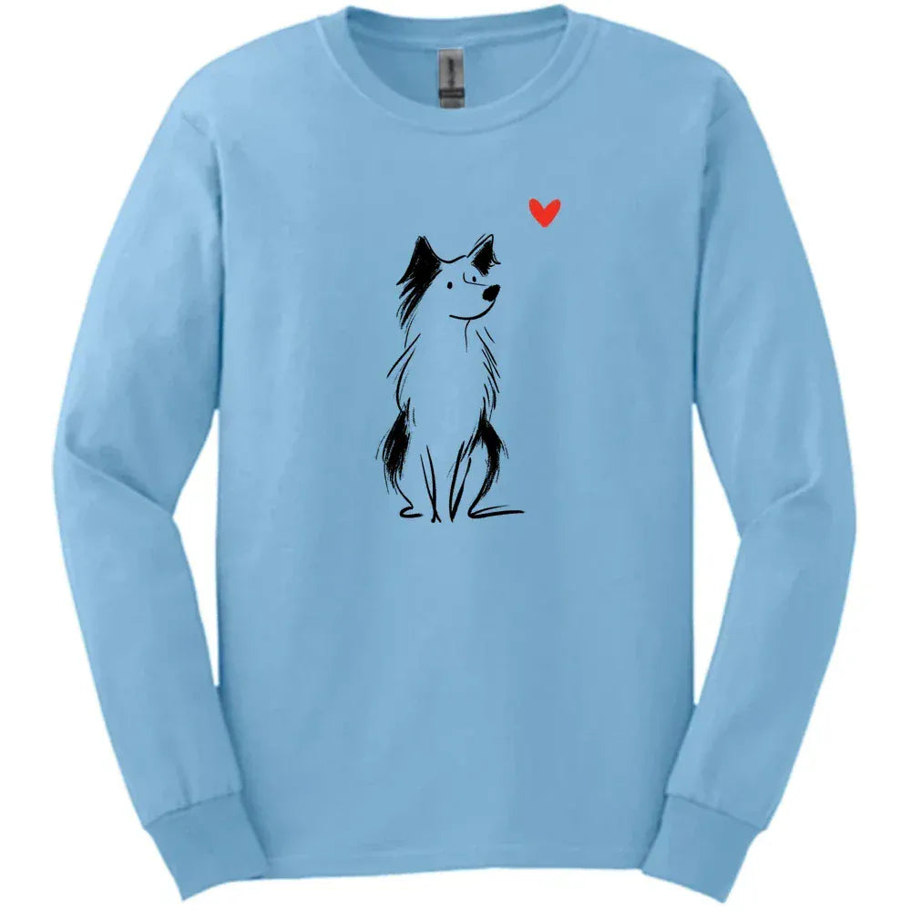 Australian Shepherd - Sketch Dog Long Sleeve Tee - Light Blue