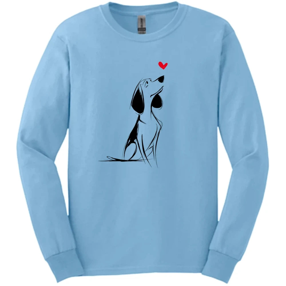 Beagle - Sketch Dog Long Sleeve Tee - Light Blue