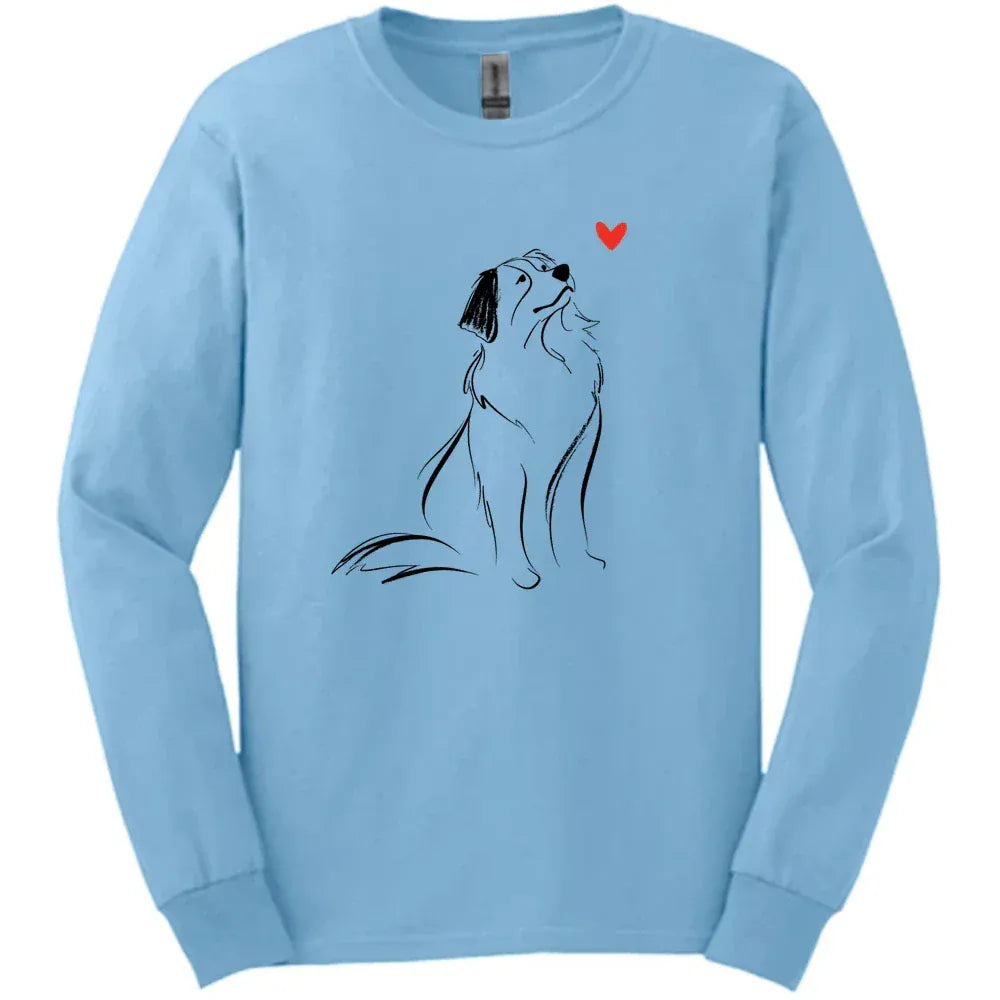 Bernese Mountain Dog - Sketch Dog Long Sleeve Tee - Light Blue