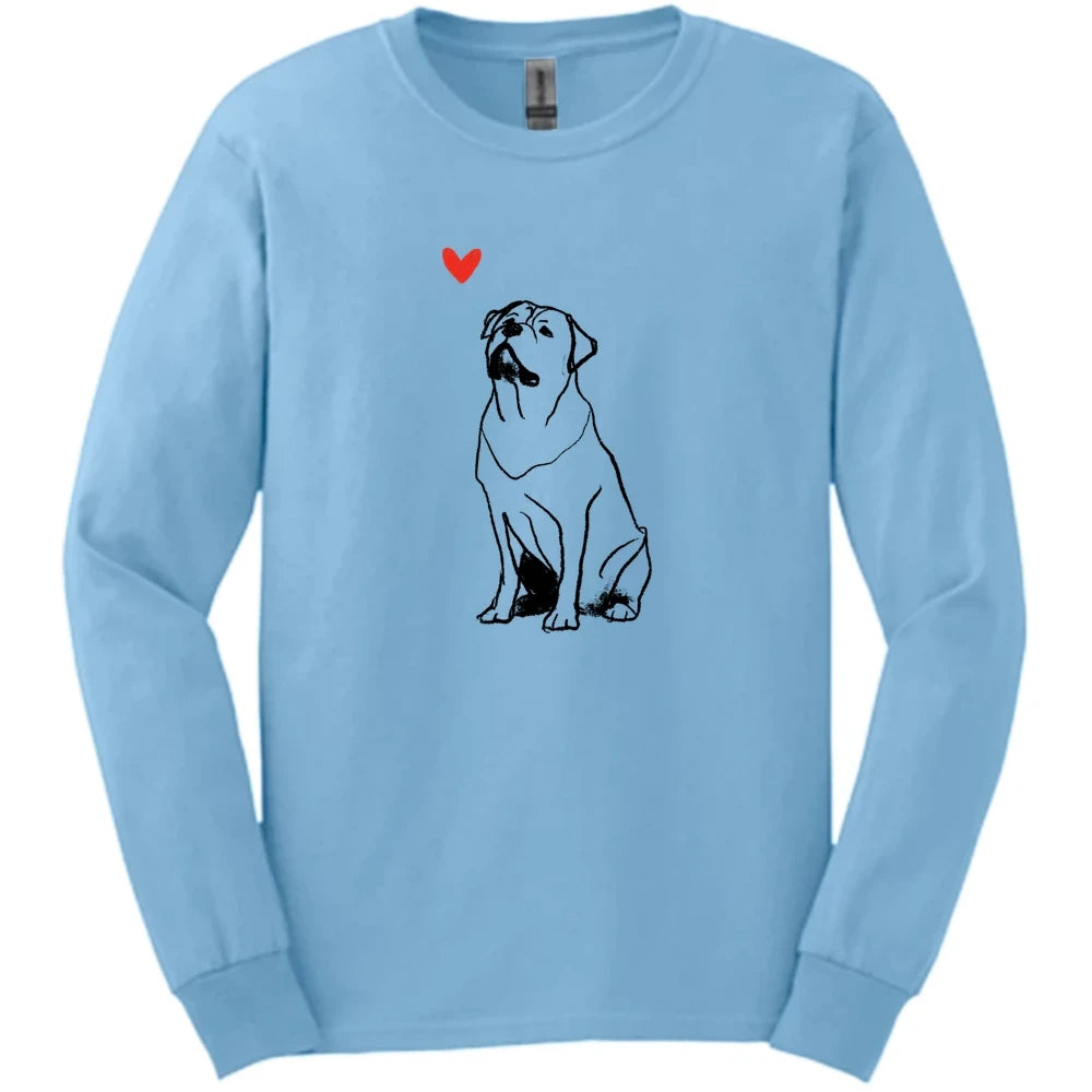 Rottweiler - Sketch Dog Long Sleeve Tee - Light Blue