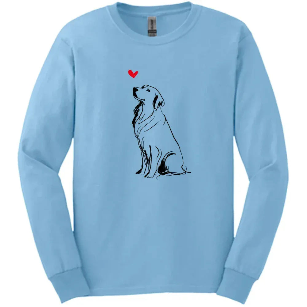 Golden Retriever - Sketch Dog Long Sleeve Tee - Light Blue