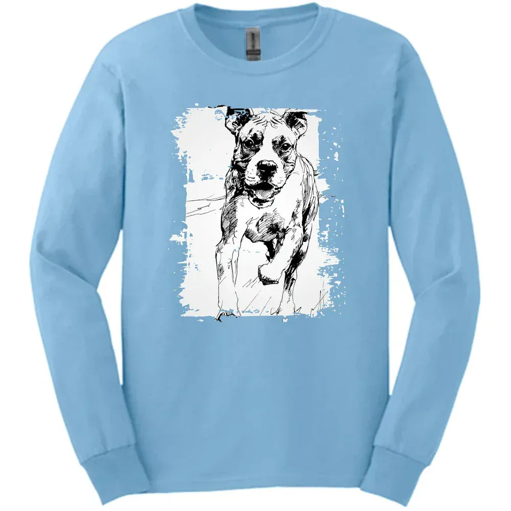 Boxer - Running Dog Long Sleeve Tee - Light Blue