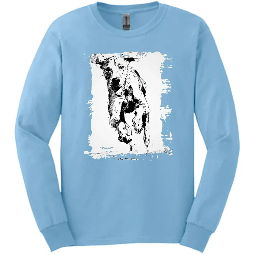 Bracco Italiano - Running Dog Long Sleeve Tee - Light Blue