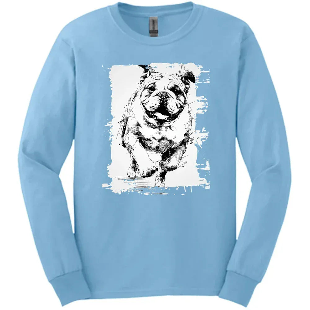 Bulldog - Running Dog Long Sleeve Tee - Light Blue