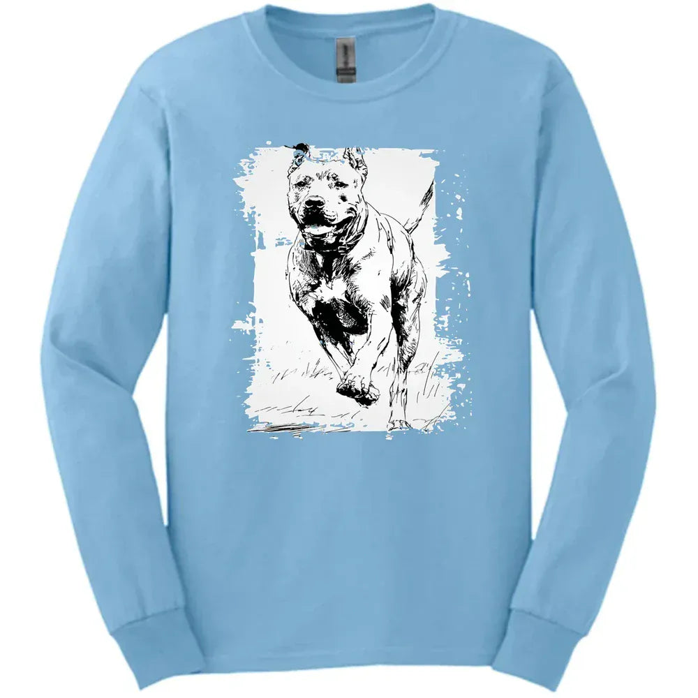 Cane Corso - Running Dog Long Sleeve Tee - Light Blue
