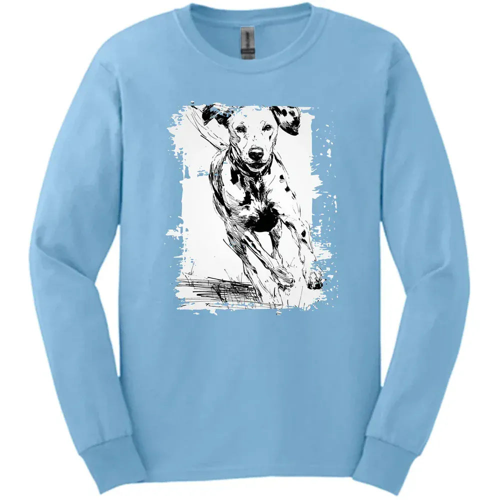 Dalmatian - Running Dog Long Sleeve Tee - Light Blue