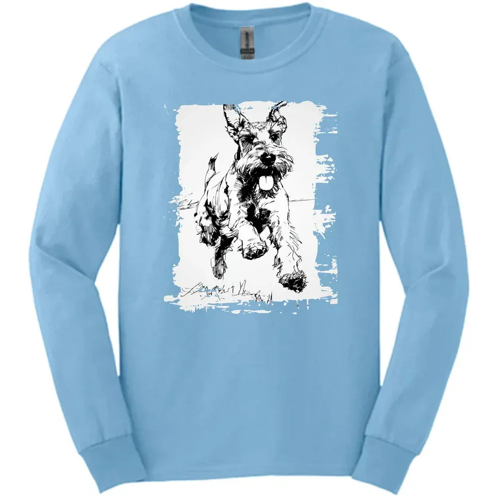 Giant Schnauzer - Running Dog Long Sleeve Tee - Light Blue