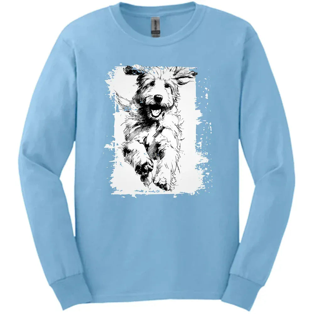 Golden Doodle - Running Dog Long Sleeve Tee - Light Blue