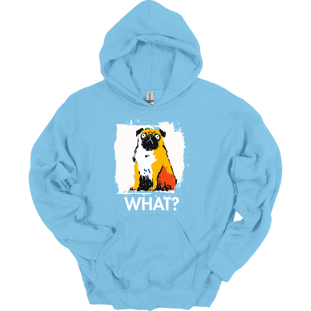 Pug - What Dog Hoodie - Light Blue
