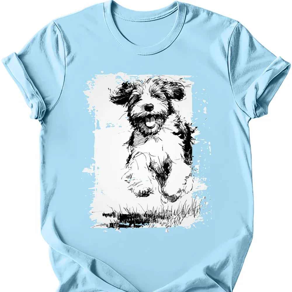 Portuguese Water Dog - Running Dog T-Shirt - Light Blue
