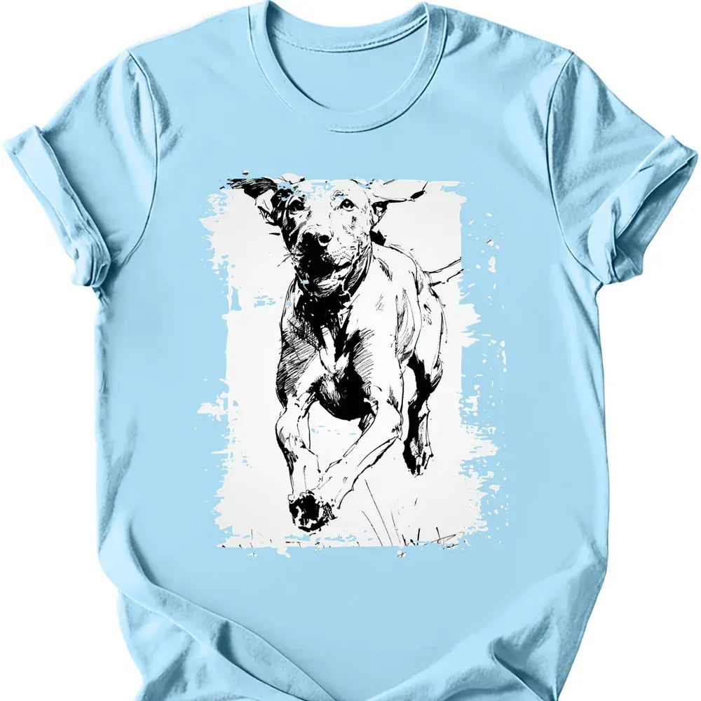 Vizsla - Running Dog T-Shirt - Light Blue