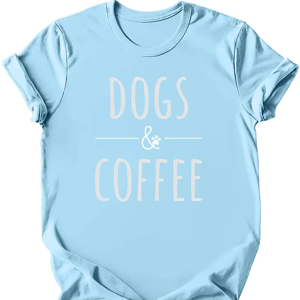 Dogs And Coffee T-Shirt - Light Blue