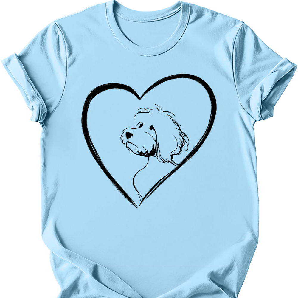 Cavapoo - Heart Dog T-Shirt - Light Blue