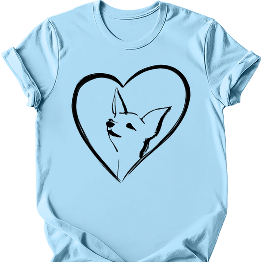 Chihuahua - Heart Dog T-Shirt - Light Blue