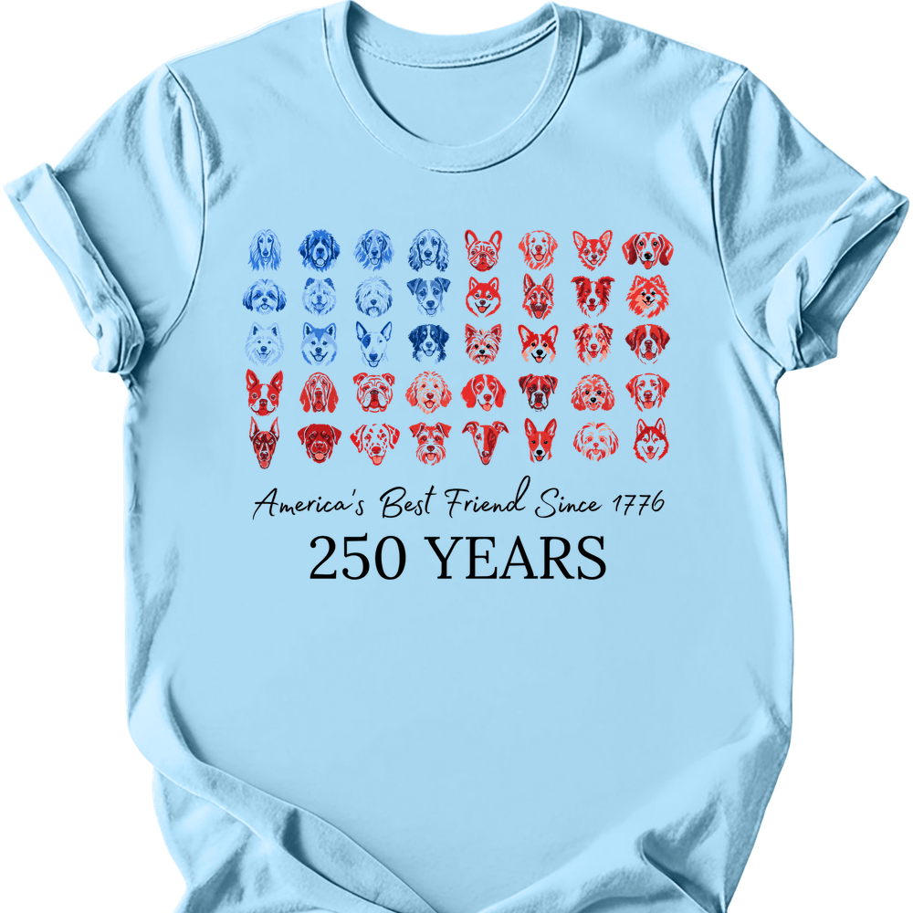 Dogs and Stripes T-Shirt - Light Blue