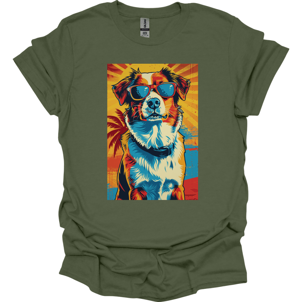 Miniature American Shepherd - Summer Dog T-Shirt - Military Green