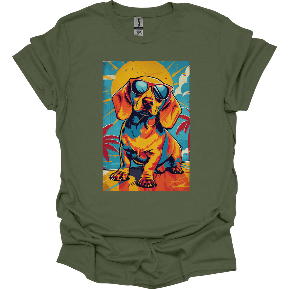 Dachshund - Summer Dog T-Shirt - Military Green