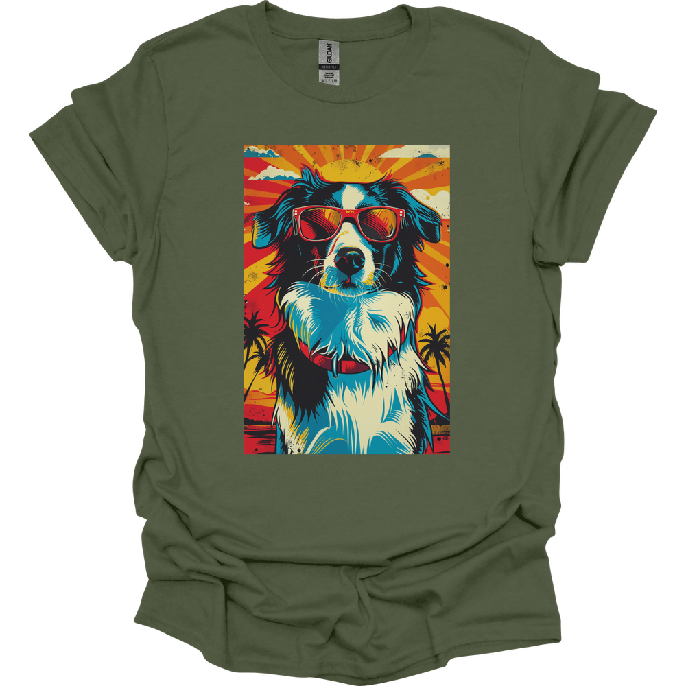 Border Collie - Summer Dog T-Shirt - Military Green