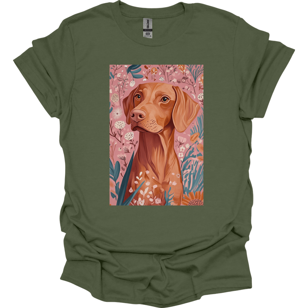 Vizsla - Boho Dog T-Shirt - Military Green