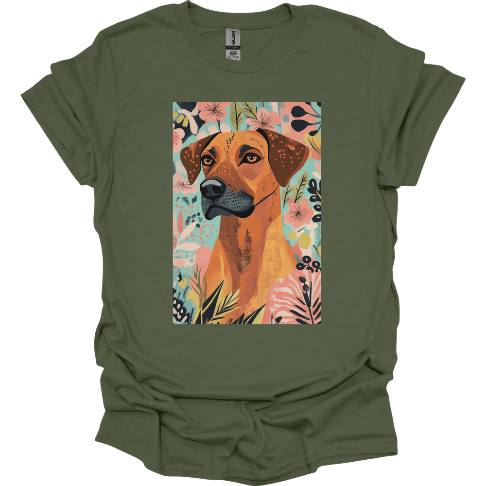 Rhodesian Ridgeback - Boho Dog T-Shirt - Military Green