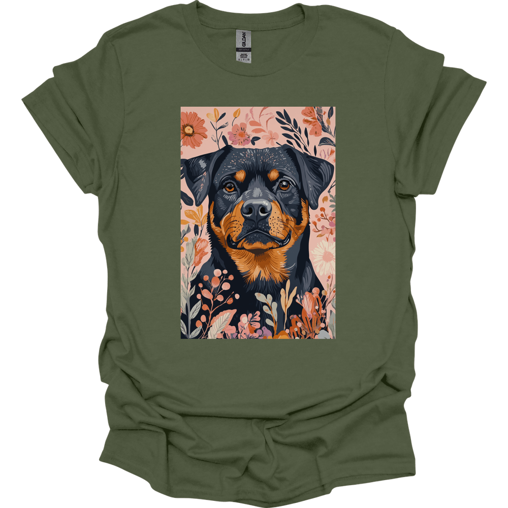 Rottweiler - Boho Dog T-Shirt - Military Green