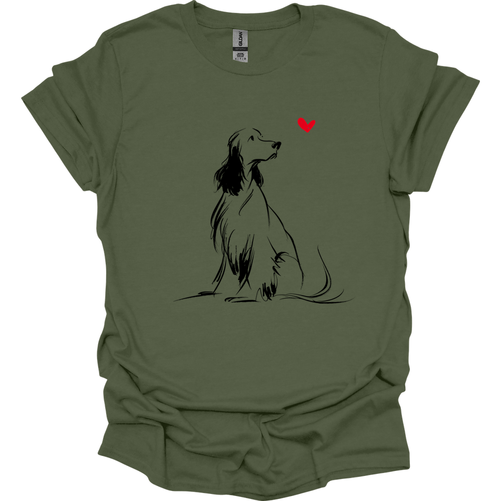 English Springer Spaniel - Sketch Dog T-Shirt - Military Green