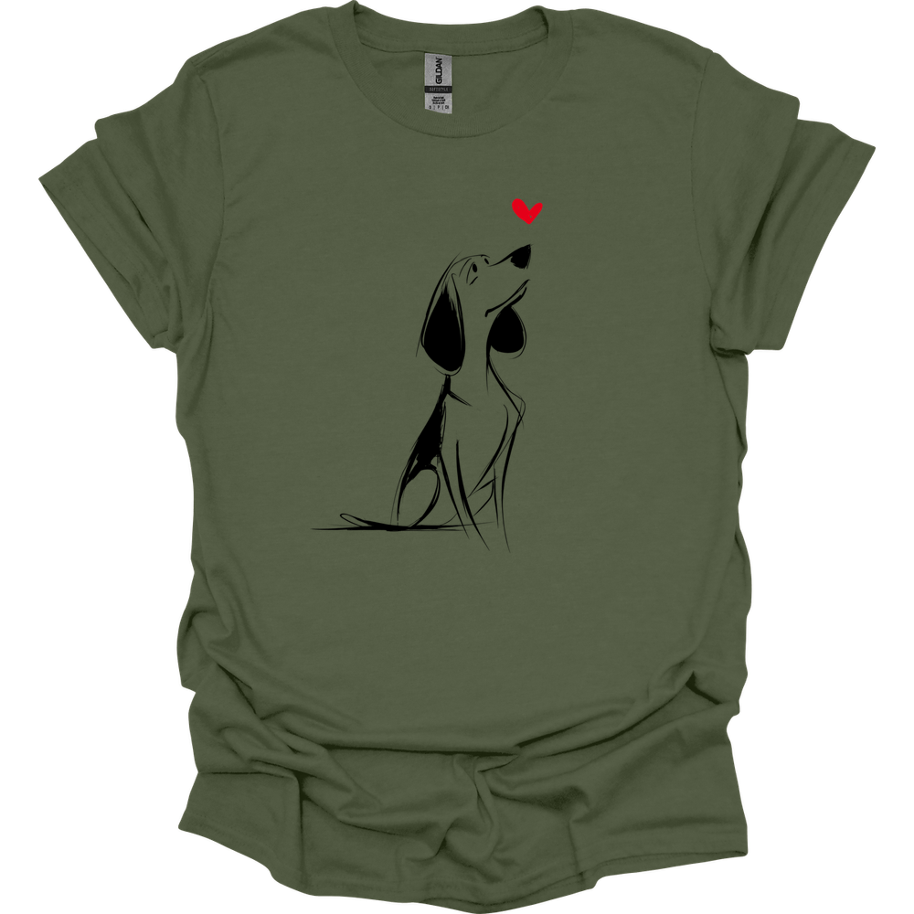 Beagle - Sketch Dog T-Shirt - Military Green