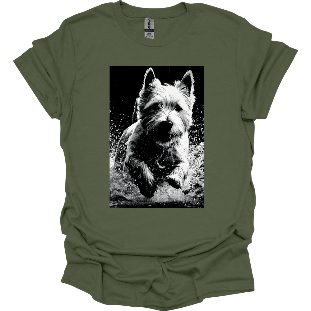 West Highland White Terrier - Puddle Dog T-Shirt - Military Green