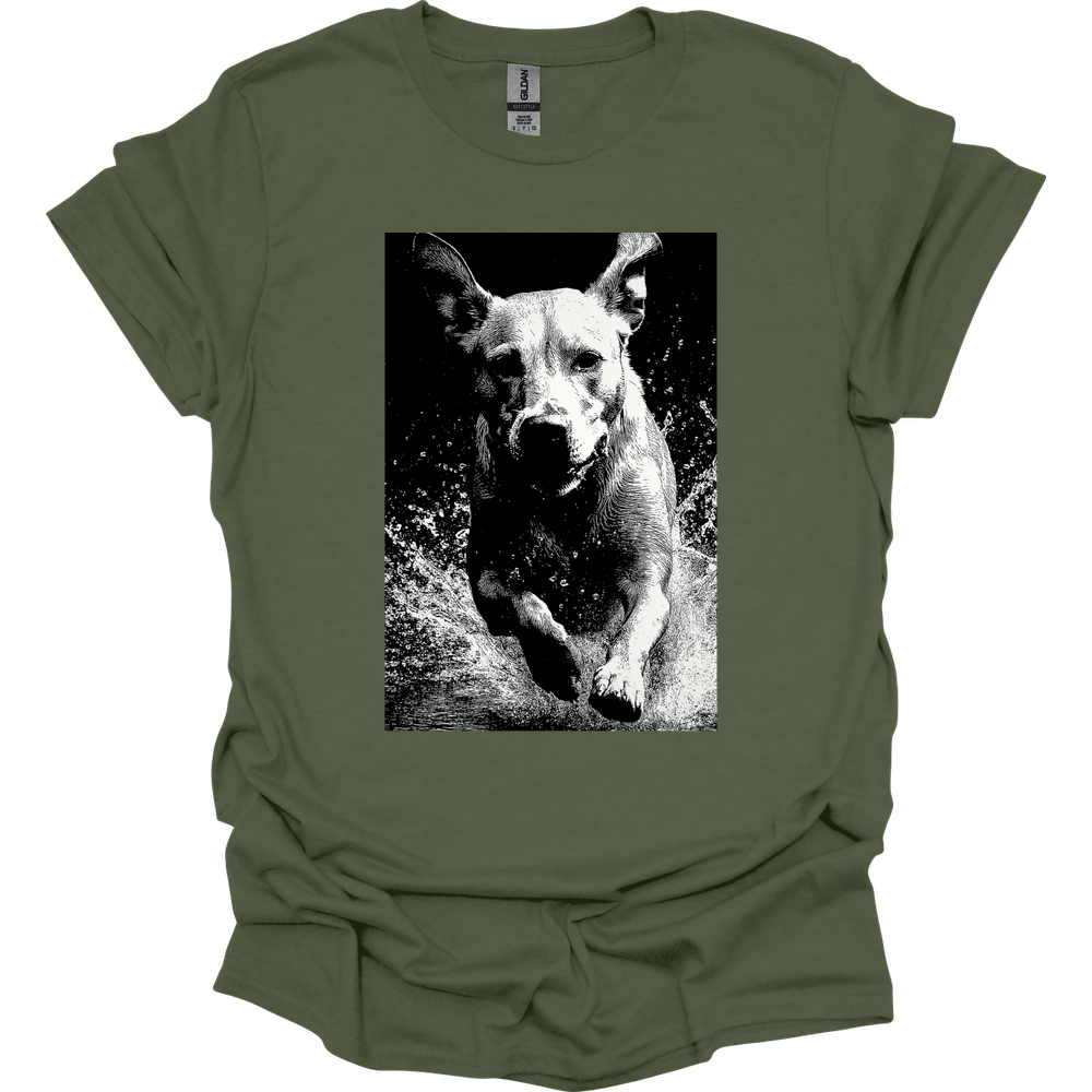 Labrador - Puddle Dog T-Shirt - Military Green