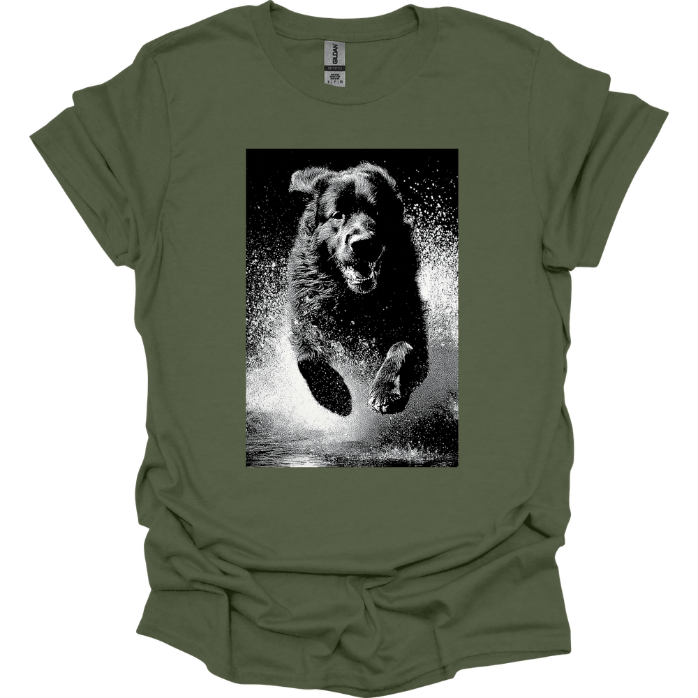 Newfoundland - Puddle Dog T-Shirt - Military Green