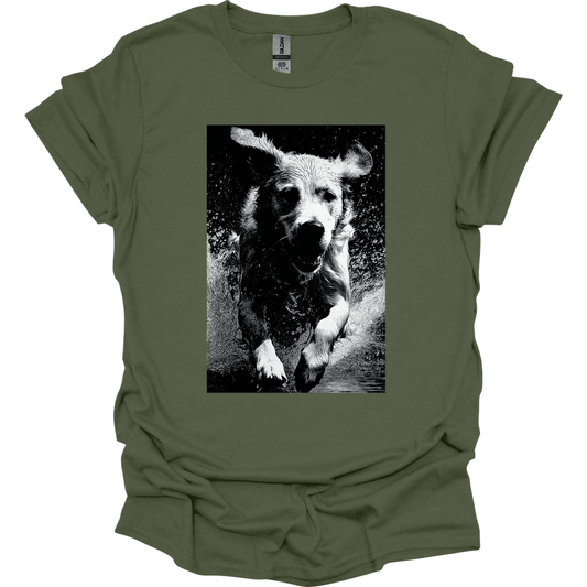 Golden Retriever - Puddle Dog T-Shirt - Military Green