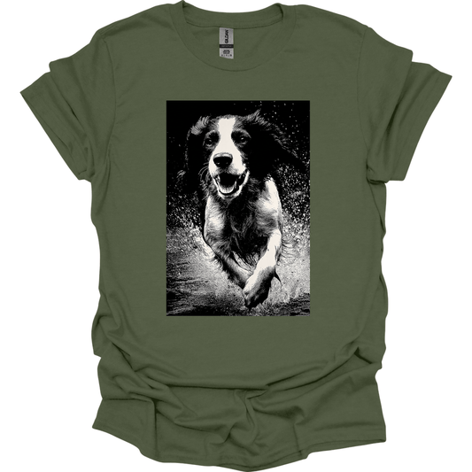 English Springer Spaniel - Puddle Dog T-Shirt - Military Green